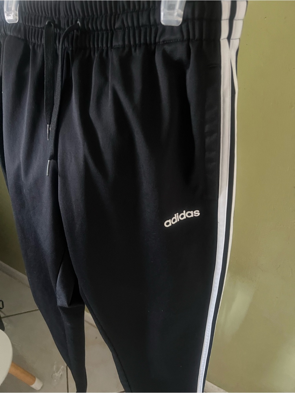 adidas Black Jogger Pants with White Stripes